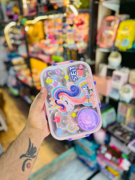 Unicorn Stainless Steel Lunch Box - Leak Proof 3 Section